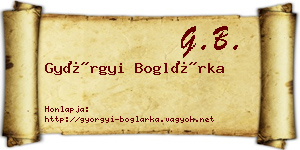 Györgyi Boglárka névjegykártya
